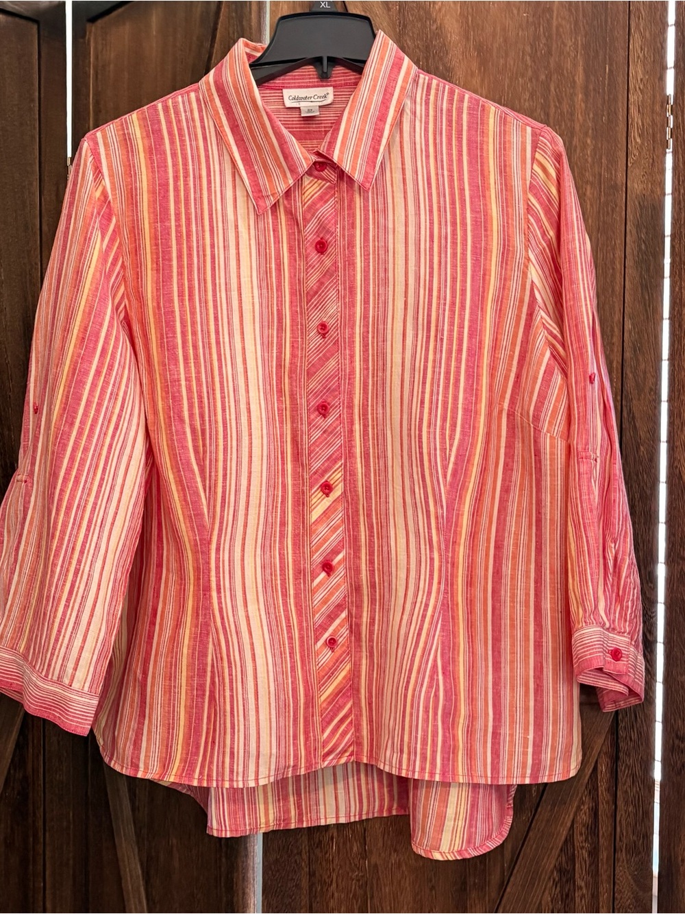 Coldwater Creek Striped Button-Front Shirt; 100% Linen; 2X